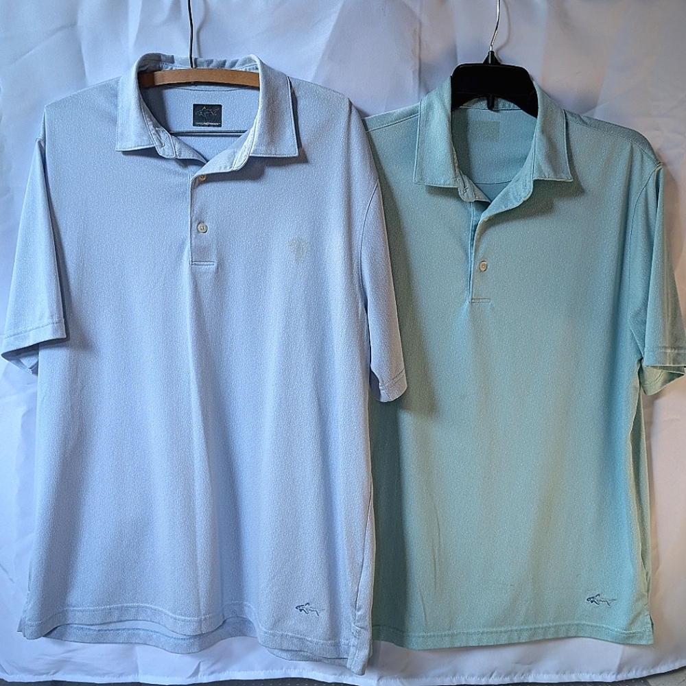 Greg Norman Polo Lot - Men's Golf Shirts, Blue & Teal Size Large